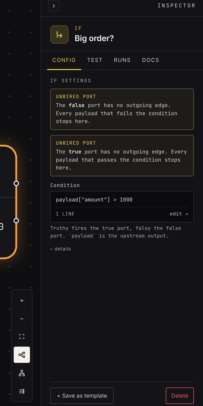 The if step in the Inspector